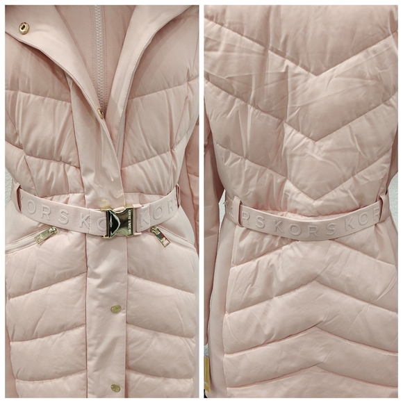 Michael Kors Pink Quilted Ski Jacket with Faux Fur Hood - Picture 3 of 5